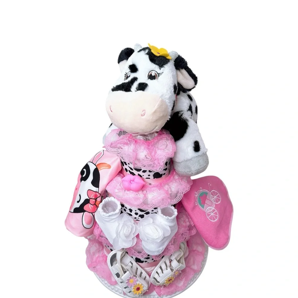 Cow Diaper Cake, Farm Baby Shower
